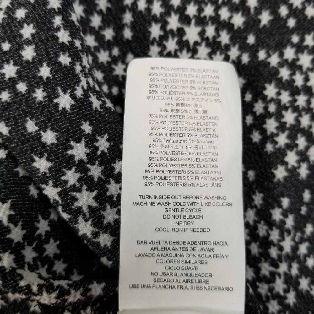 Michael Kors Top Womens M Medium Black White Stars Cold Shoulder Whimsy Blouse